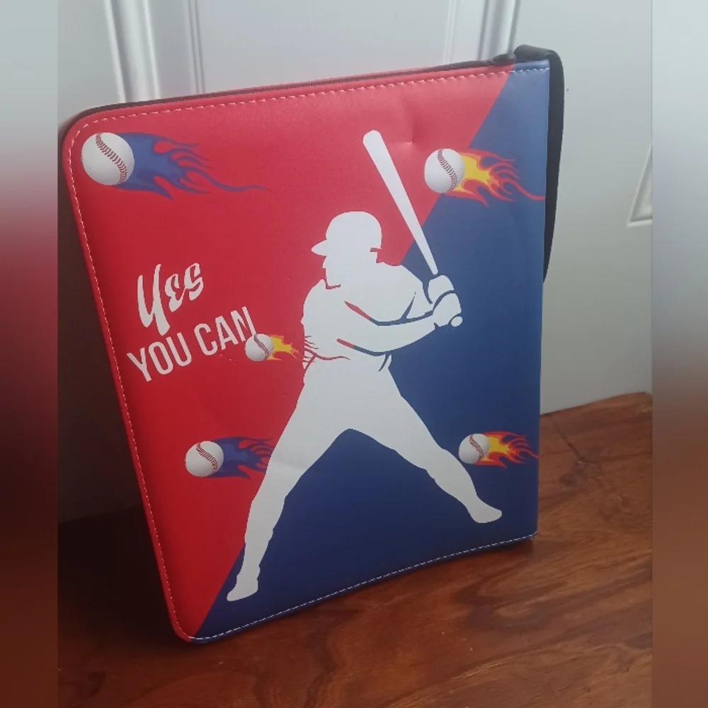 Baseball Themed Trading Card Holder Binder - Red and Blue